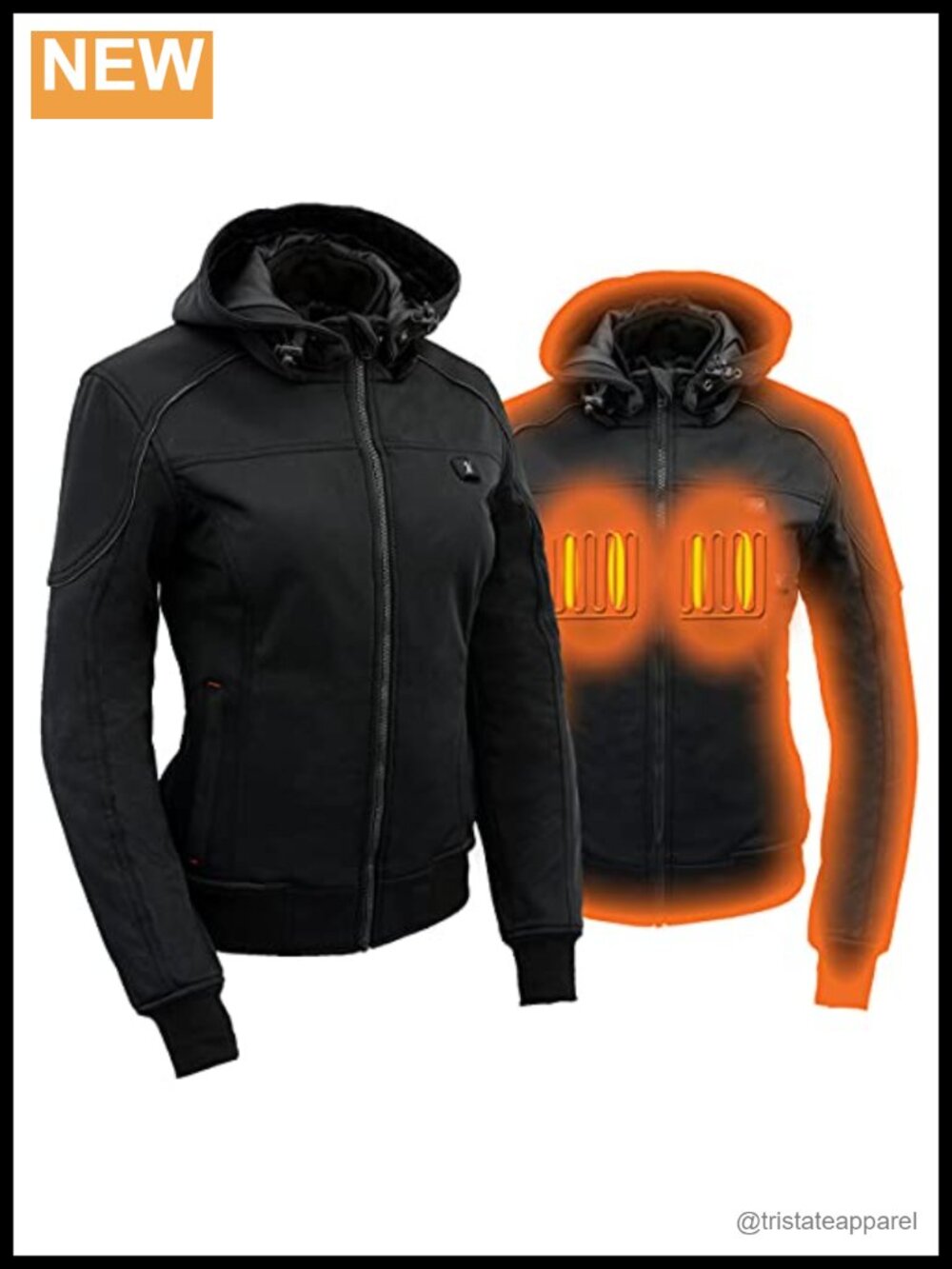 Heated Soft Shell Hooded Jacket with Rechargeable Battery Pack